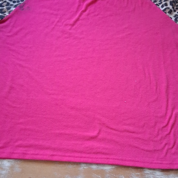 Women Hot Pink Top with Leopard Print Sleeves - Picture 10 of 10
